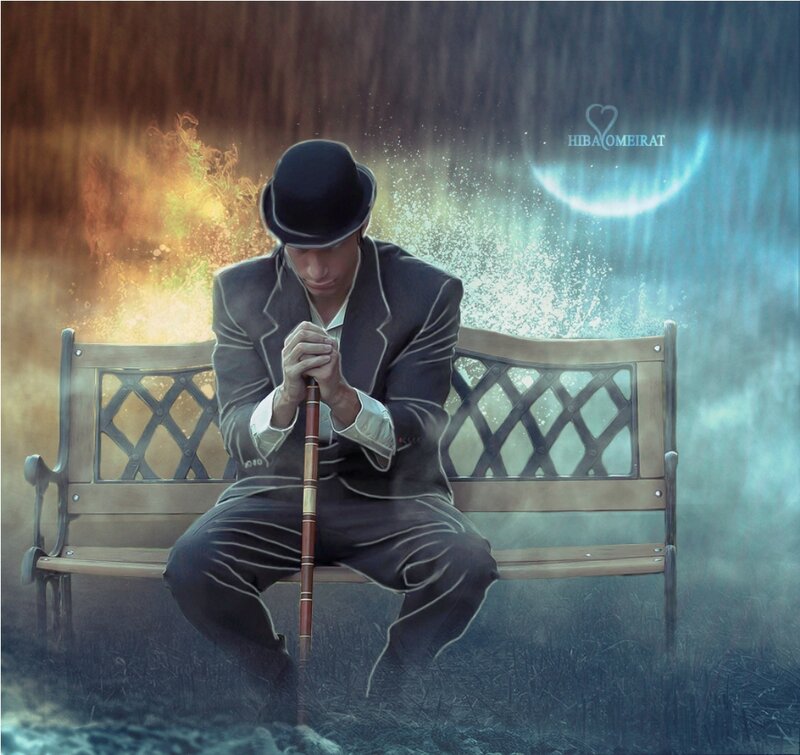 Man in Bowler Hat — Blue, Dramatic
