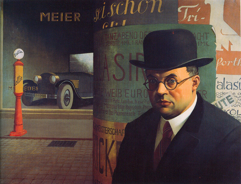 Man in bowler hat with vintage ads