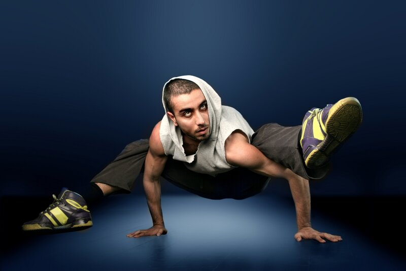 Man in breakdance pose