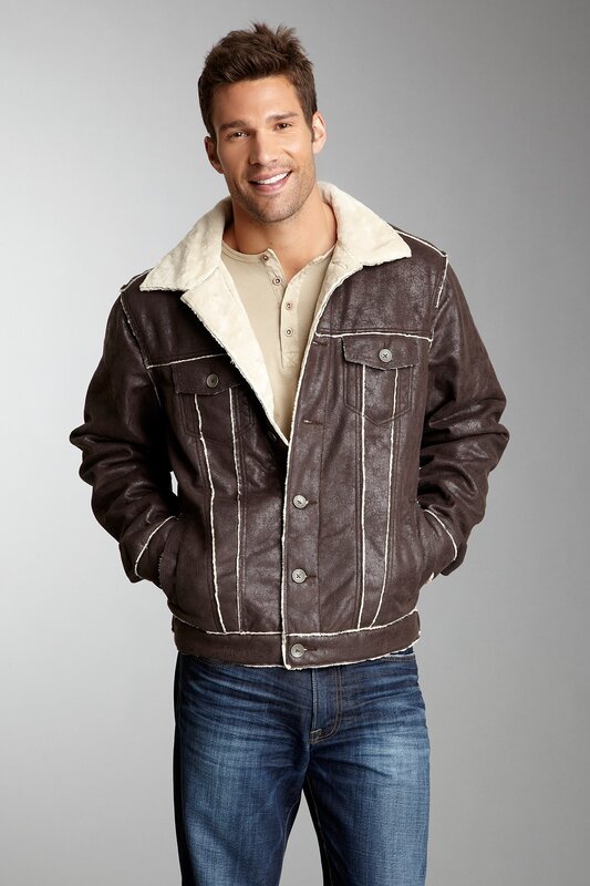 man in brown shearling jacket