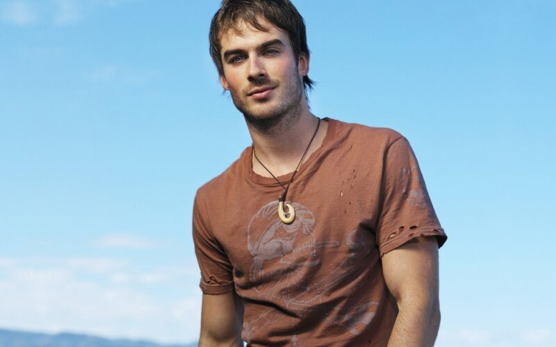 Man in Brown T-shirt — Blue