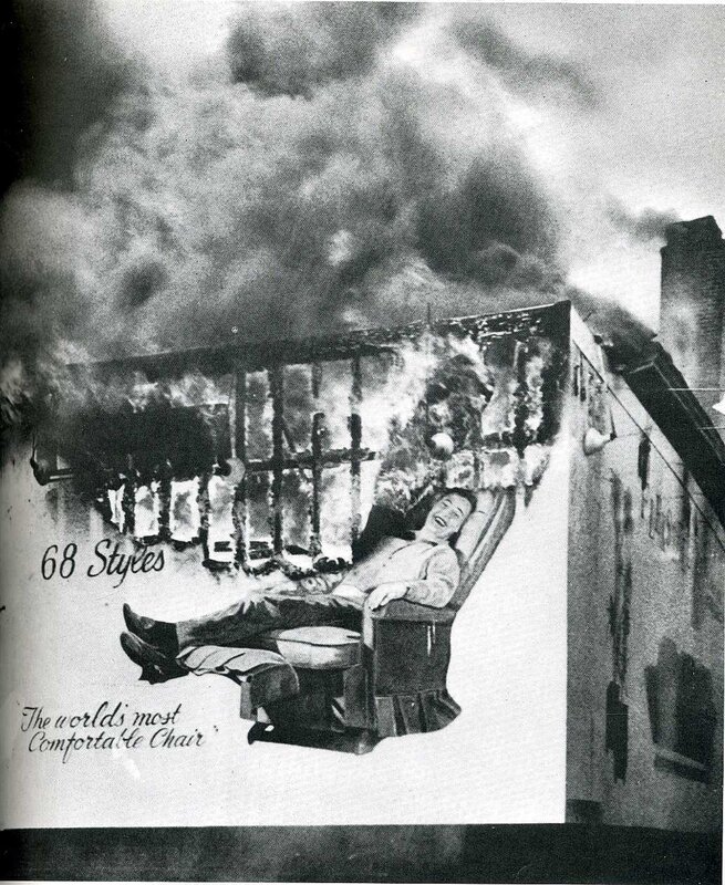 Man in burning building ad