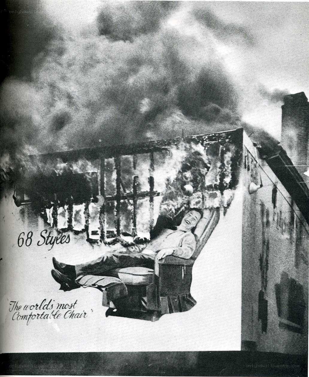 Man in burning building ad