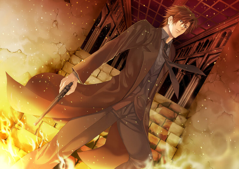 man in burning building
