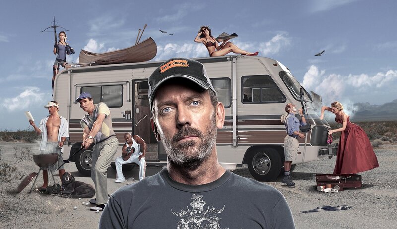 Man in Cap with RV — Gray
