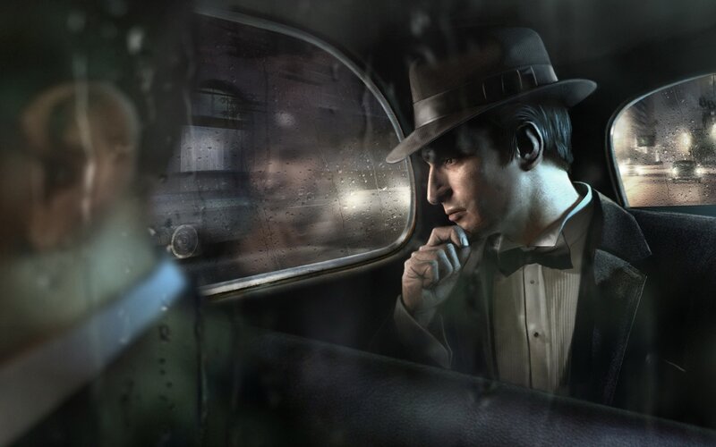 man in car at night