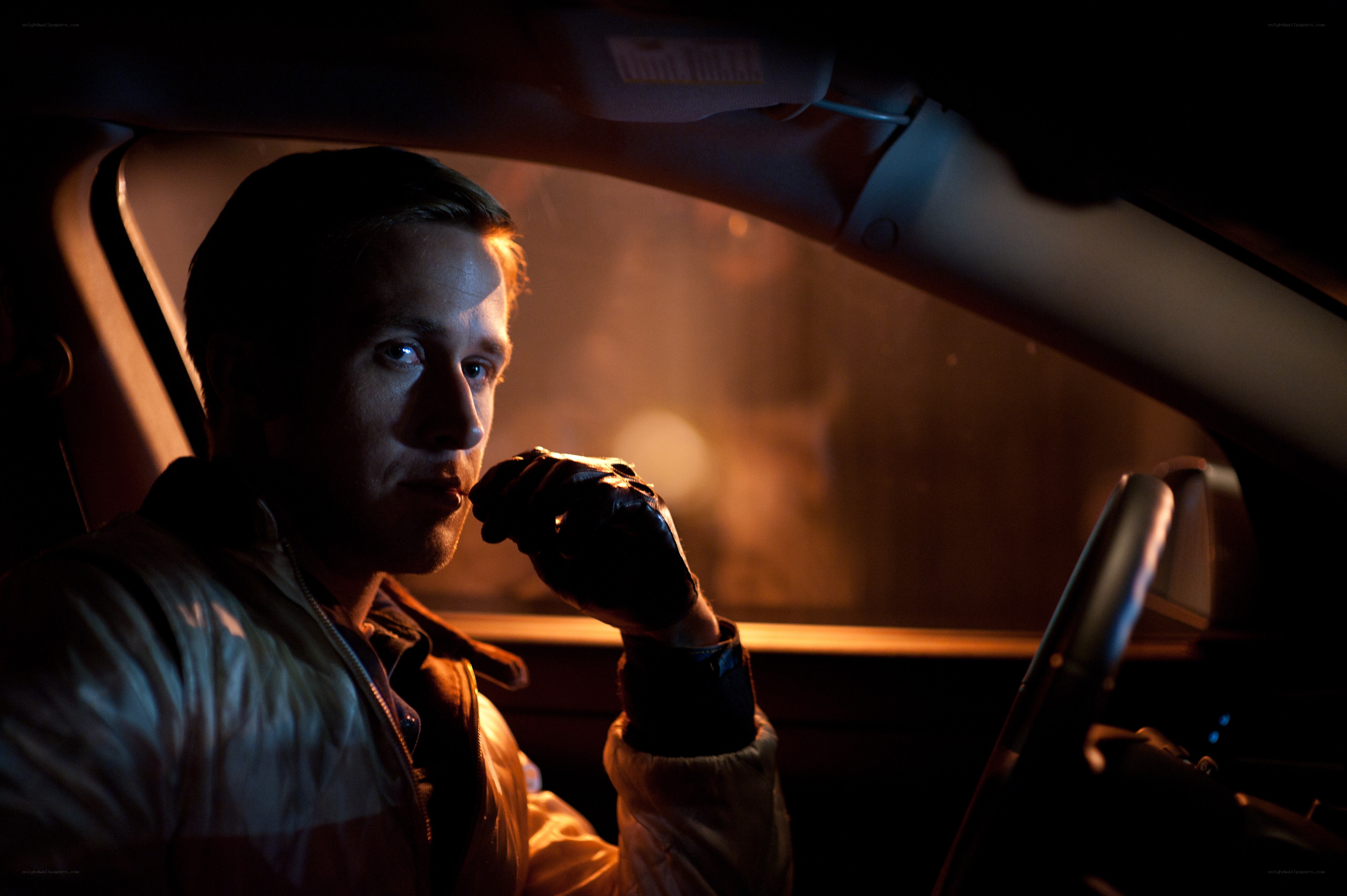 Man in car at night