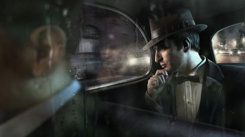 man in car at night
