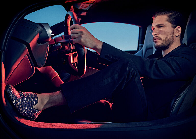Man in Car Interior — Black, Dramatic, Night, Photograph