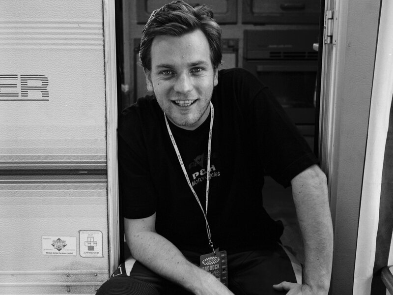 man in caravan doorway