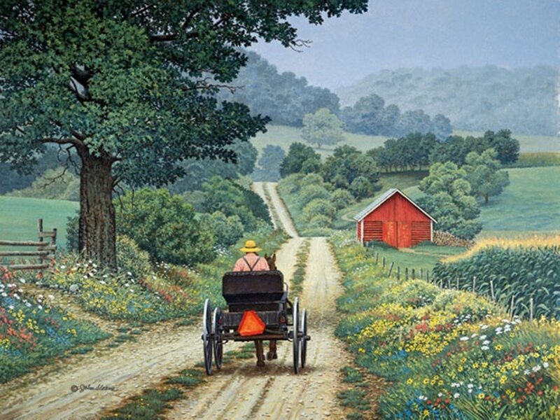 Man in Carriage — Green