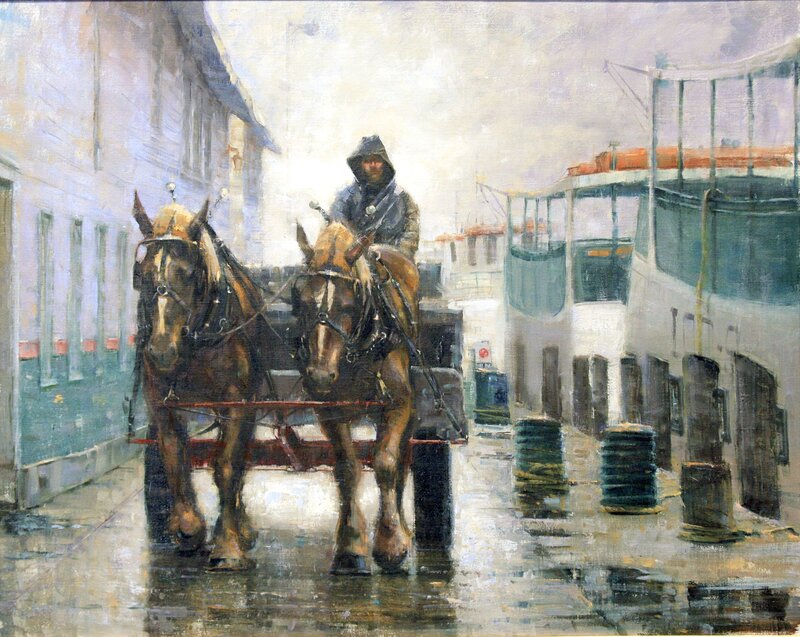 Man in Carriage with Horses — Brown