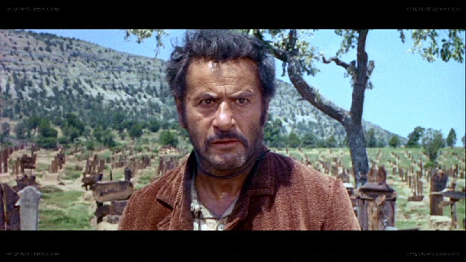 man in cemetery scene