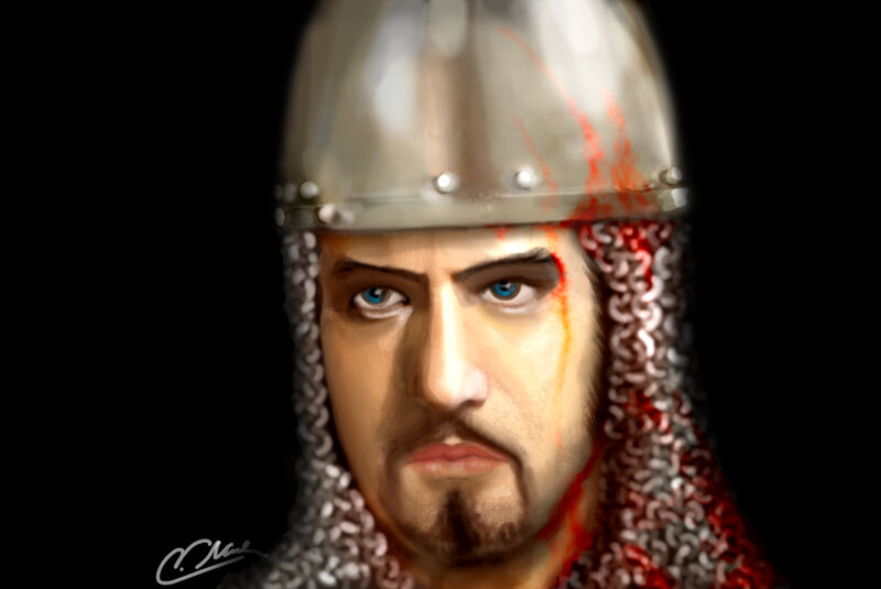 Man in Chainmail Helmet