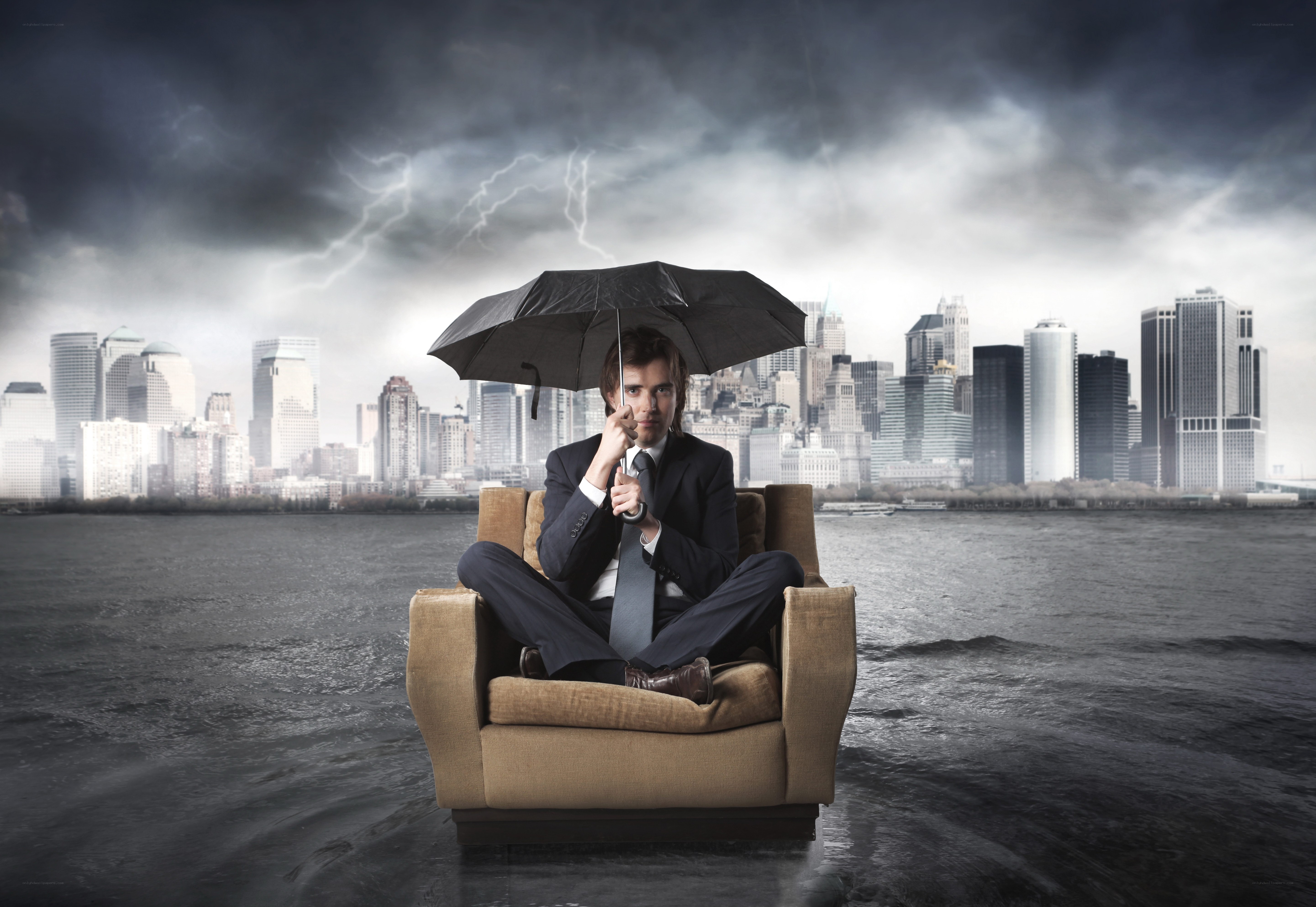 Man in chair on water