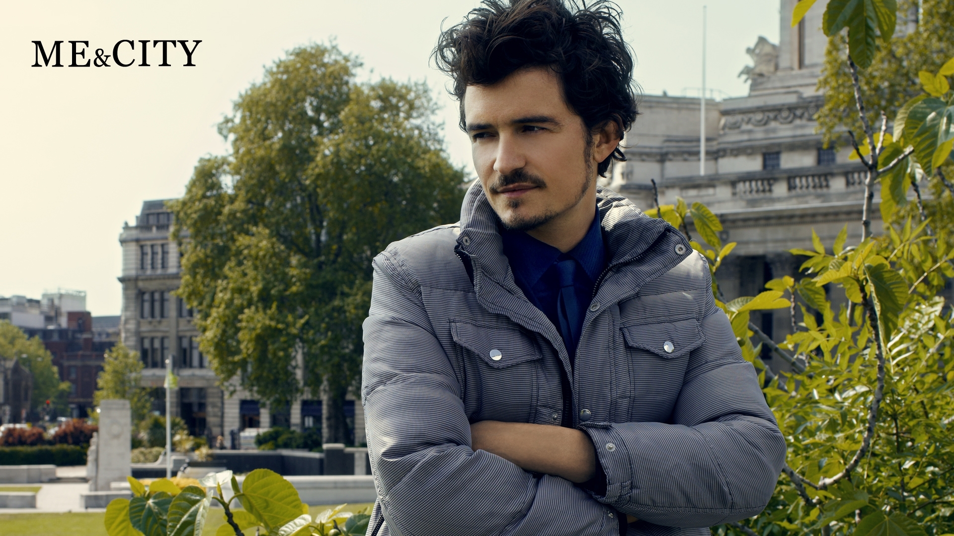 Man in city park