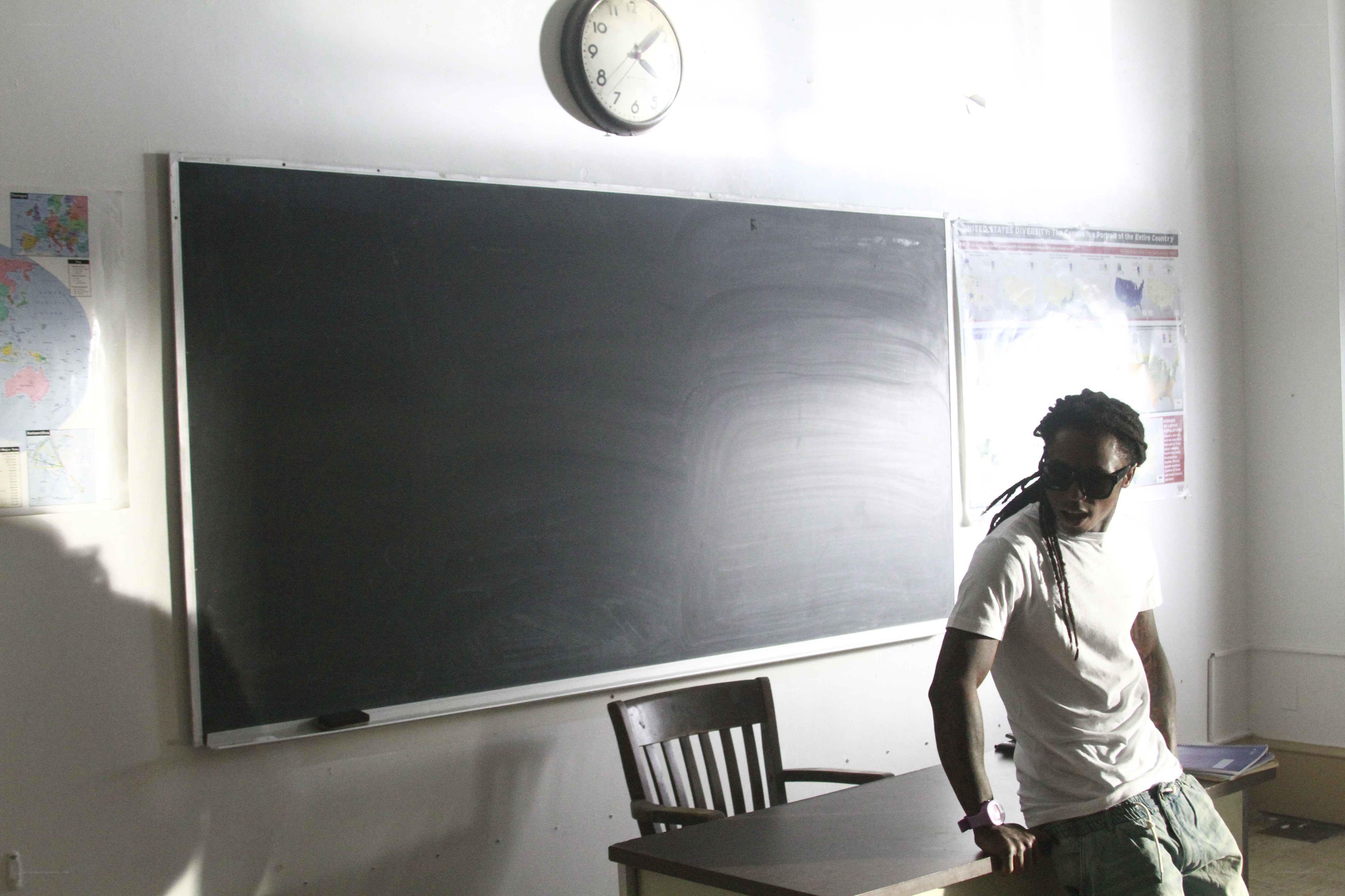 Man in classroom with chalkboard