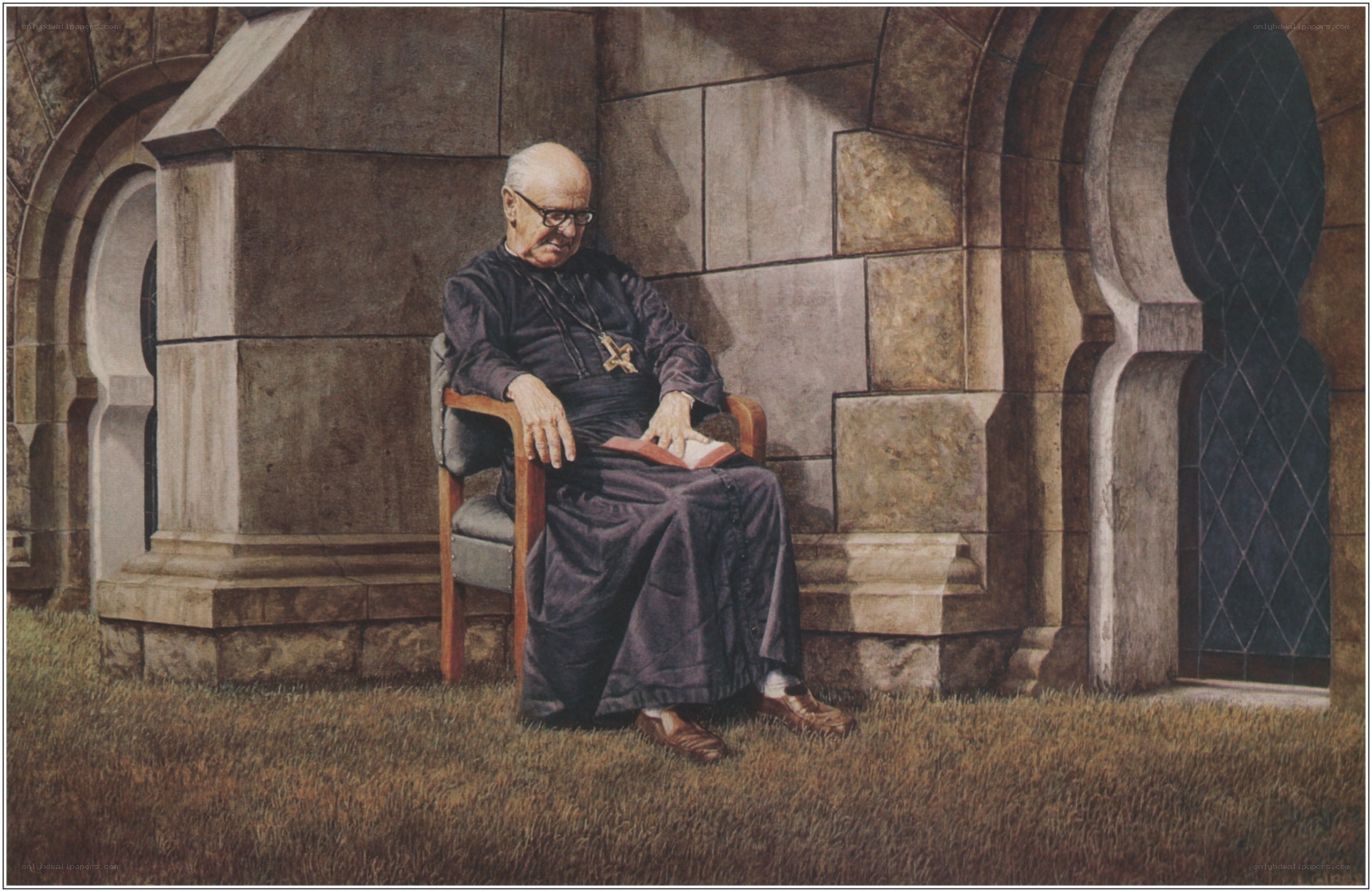 Man in clerical robes reading