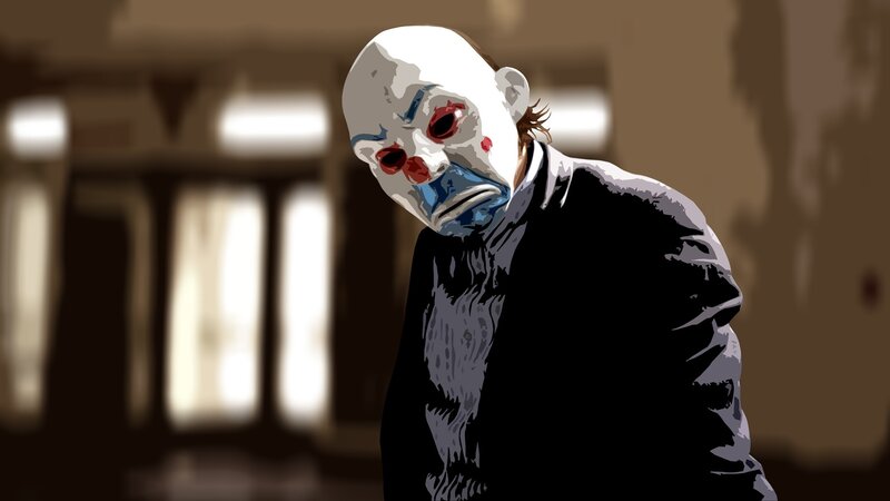 Man in Clown Mask — White, Dramatic, Digital Art