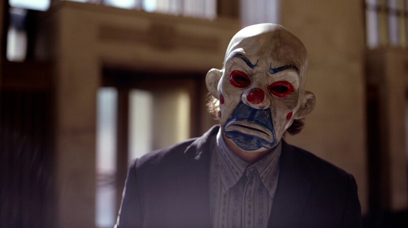 Man in Clown Mask — White, Dramatic