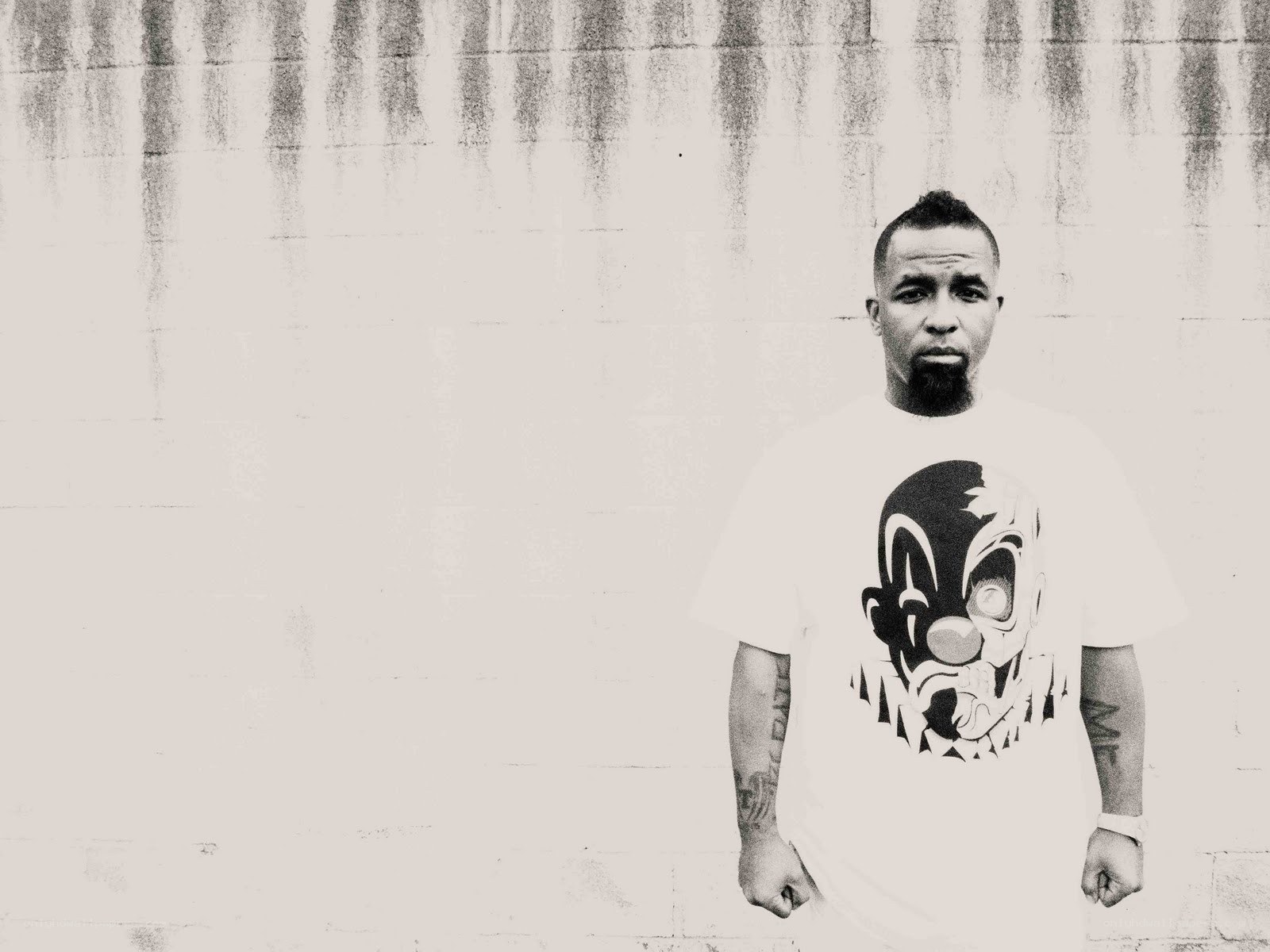 man in clown t-shirt