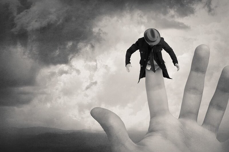 Man in Coat on Hand