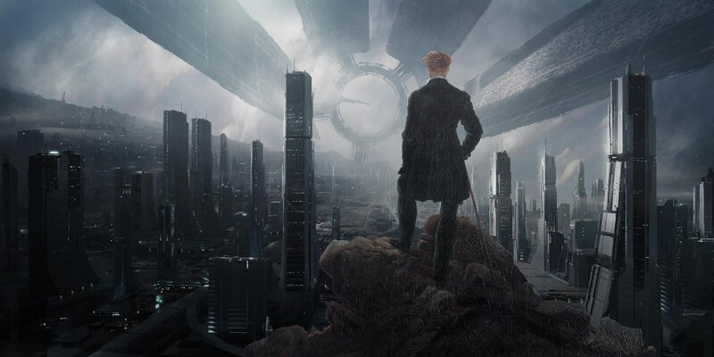 Man in Coat on Rock — Gray