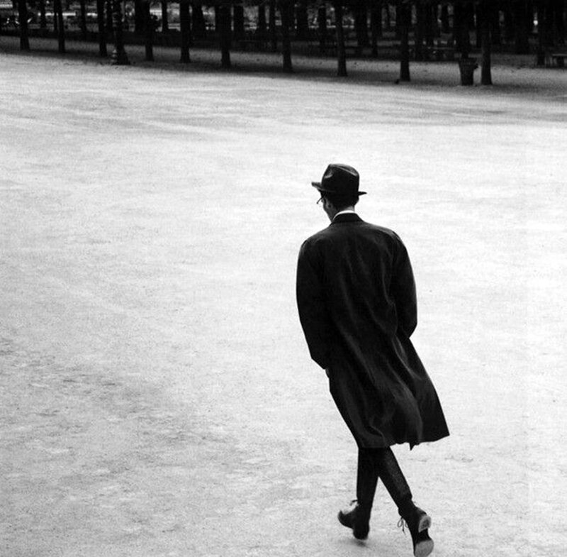 Man in Coat Walking — Black