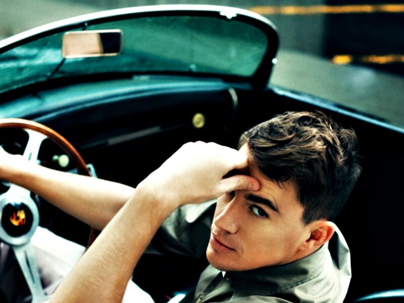 Man in Convertible Car — Black, Confident, Photograph