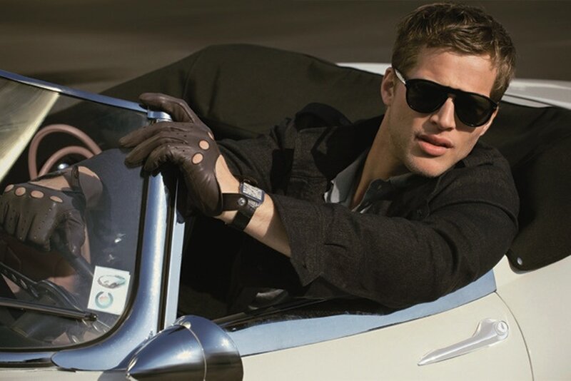 Man in Convertible Car — Black, Confident