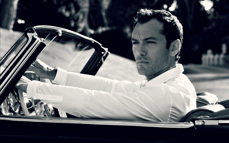 Man in Convertible Car — Black, Dramatic