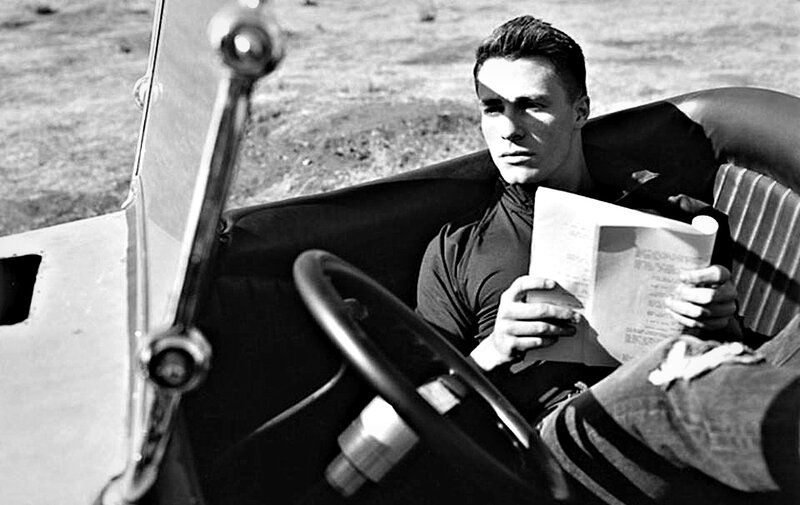 Man in Convertible Car — Black, Serious