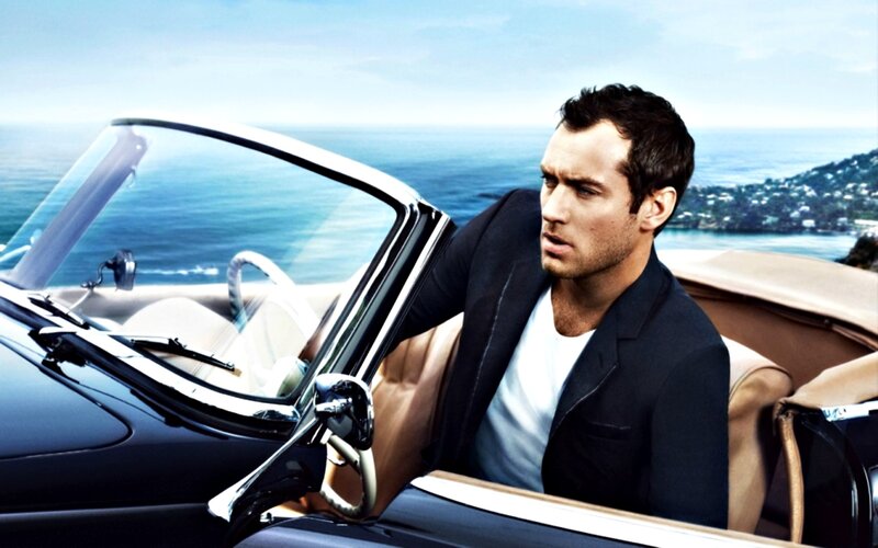 Man in Convertible Car — Blue
