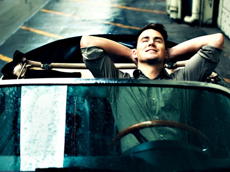 Man in Convertible Car — Green