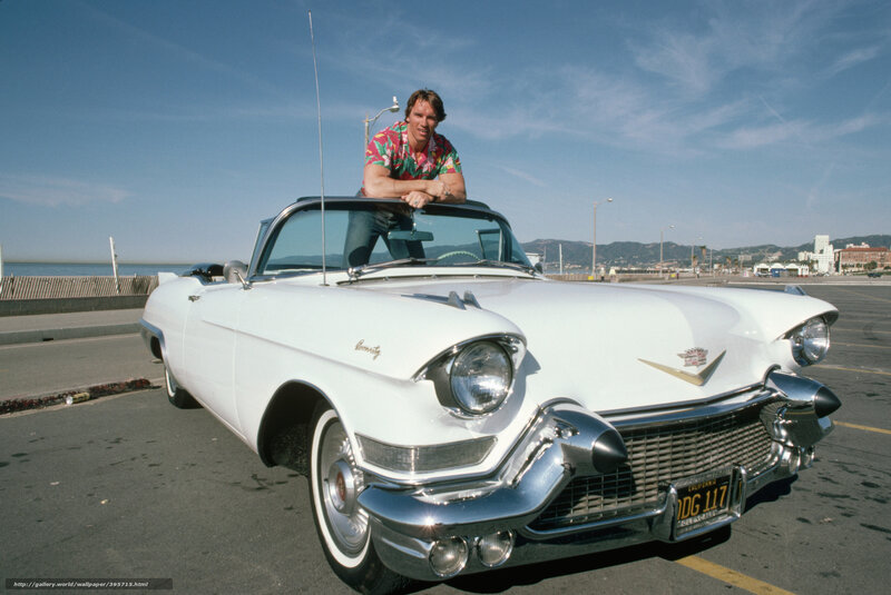 Man in Convertible Car — White