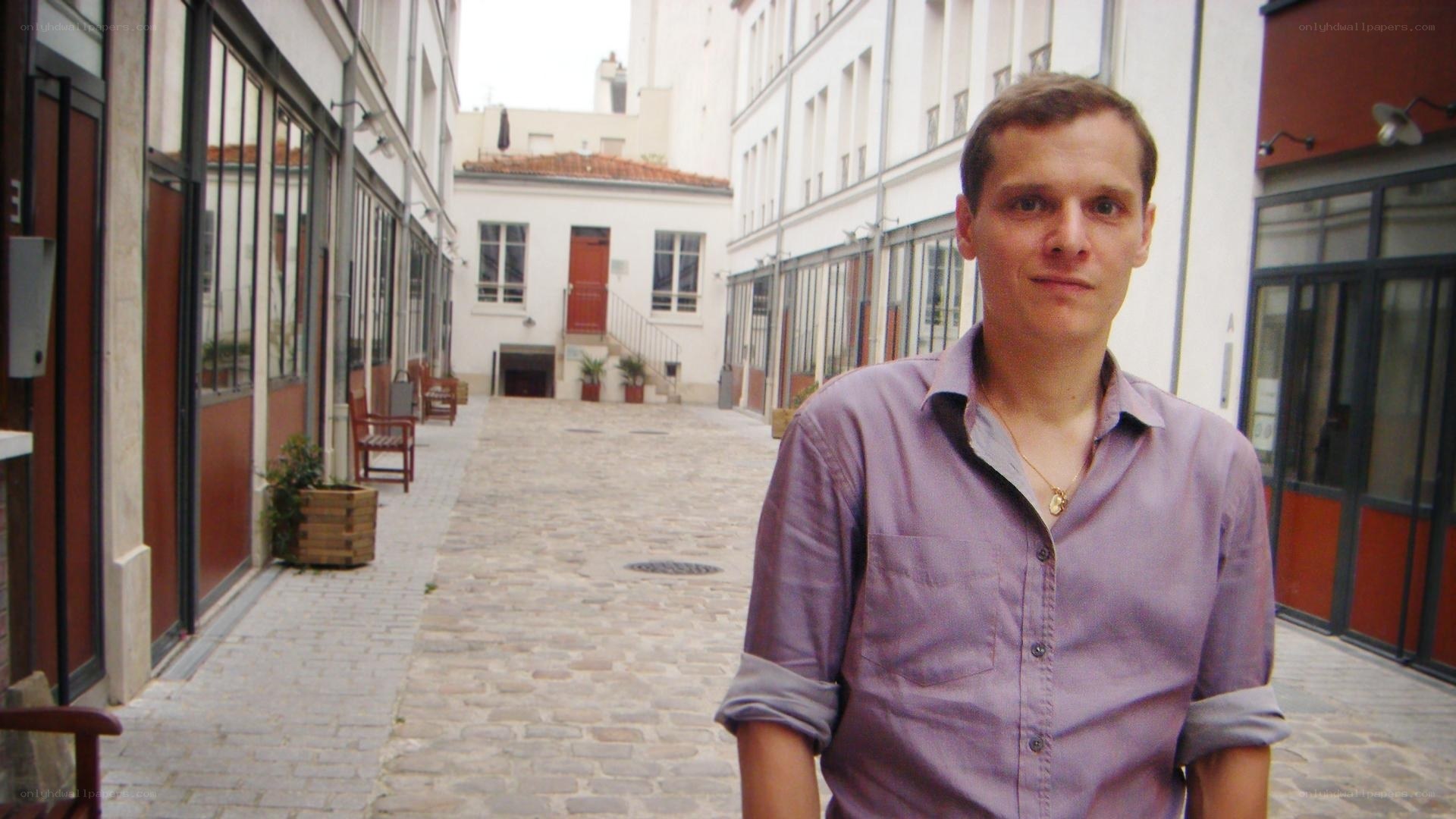man in courtyard