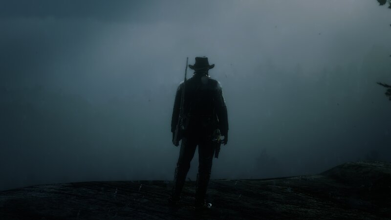 Man in Cowboy Hat — Black, Dark, Somber
