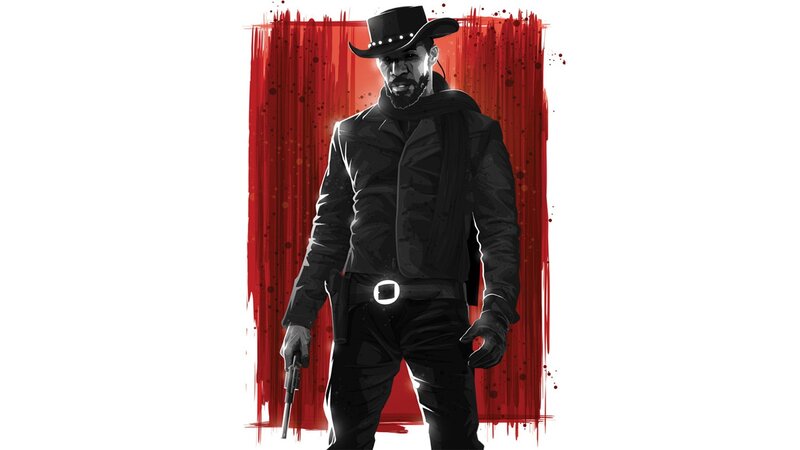Man in Cowboy Hat — Black, Dramatic, Digital Art