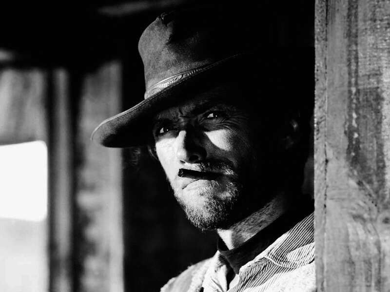 Man in Cowboy Hat — Black, Dramatic, Photograph, Cigar, Shirt