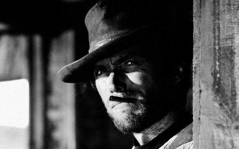 Man in Cowboy Hat — Black, Dramatic, Photograph, Cigar