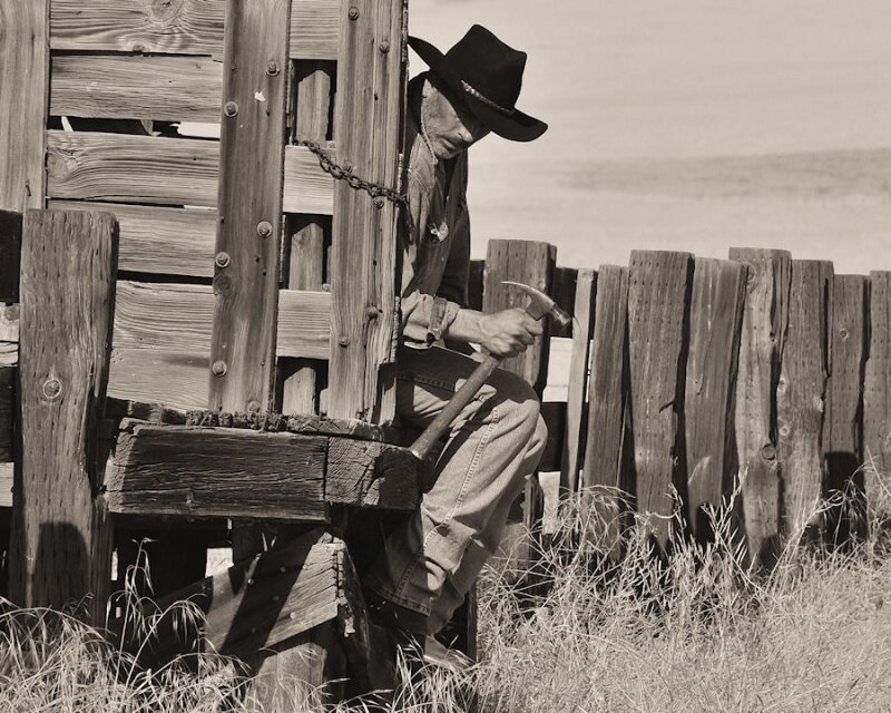 Man in Cowboy Hat — Black, Rural