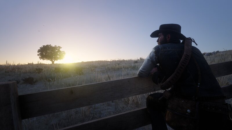 Man in Cowboy Hat — Blue, Serene, Sunset, 3d Render
