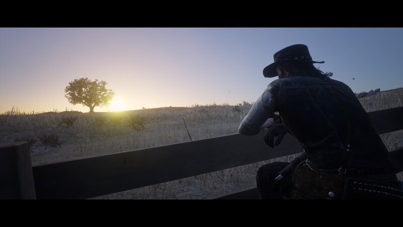 Man in Cowboy Hat — Blue, Serene, Sunset