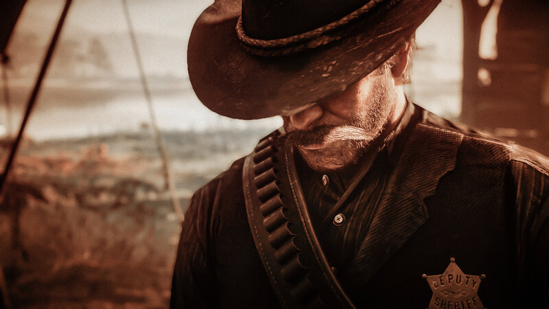 Man in Cowboy Hat — Brown, Dramatic, 3d Render, Mustache