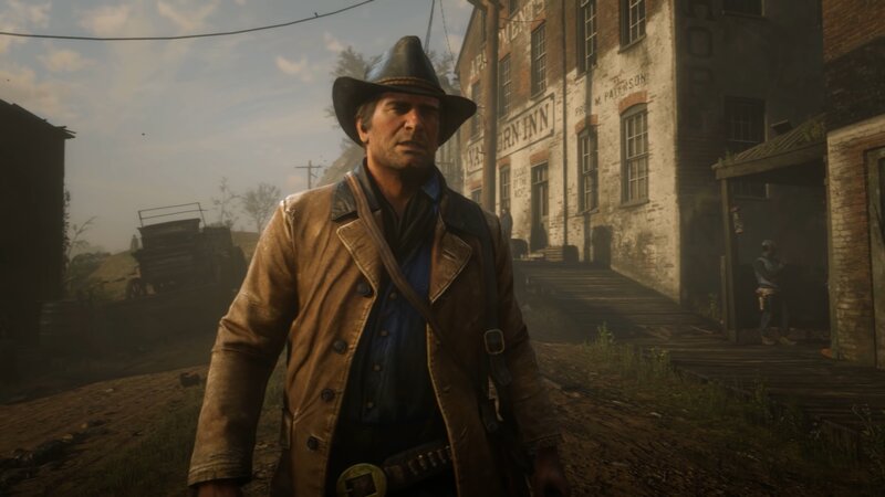 Man in Cowboy Hat — Brown, Dramatic, Afternoon, 3d Render, Building