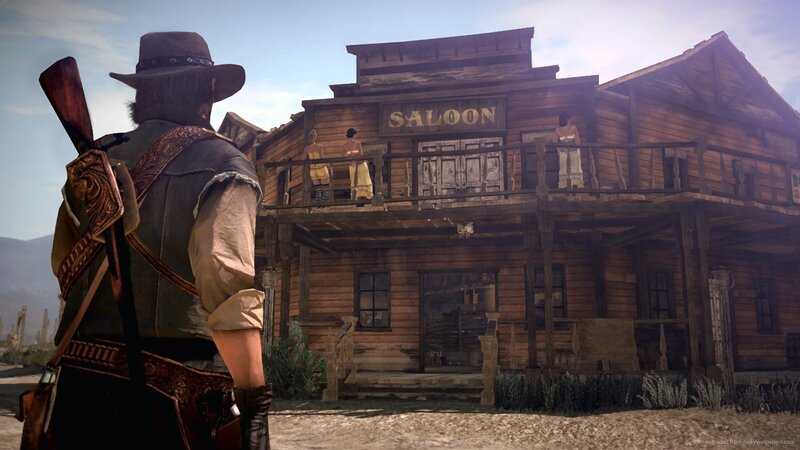 Man in Cowboy Hat — Brown, Dramatic, Afternoon, 3d Render, Saloon