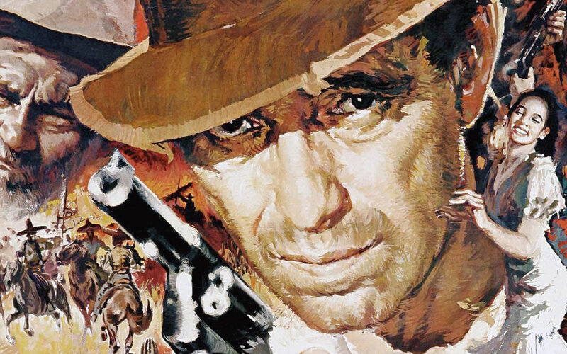 Man in Cowboy Hat — Brown, Dramatic, Painting, Gun