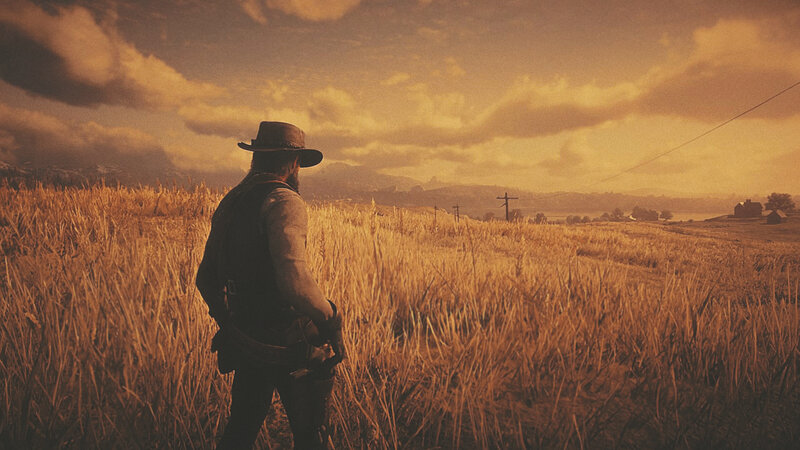 Man in Cowboy Hat — Brown, Serene, Sunset