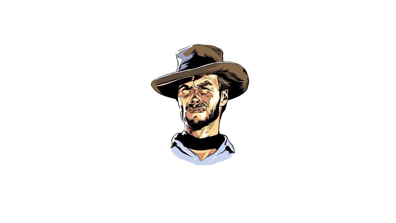 Man in Cowboy Hat — Brown, Serious, Illustration