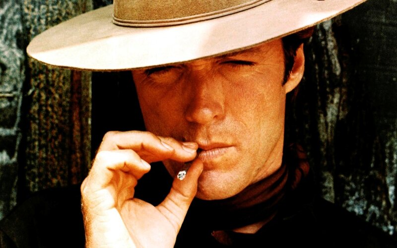 Man in Cowboy Hat — Brown, Serious, Photograph, Cigarette